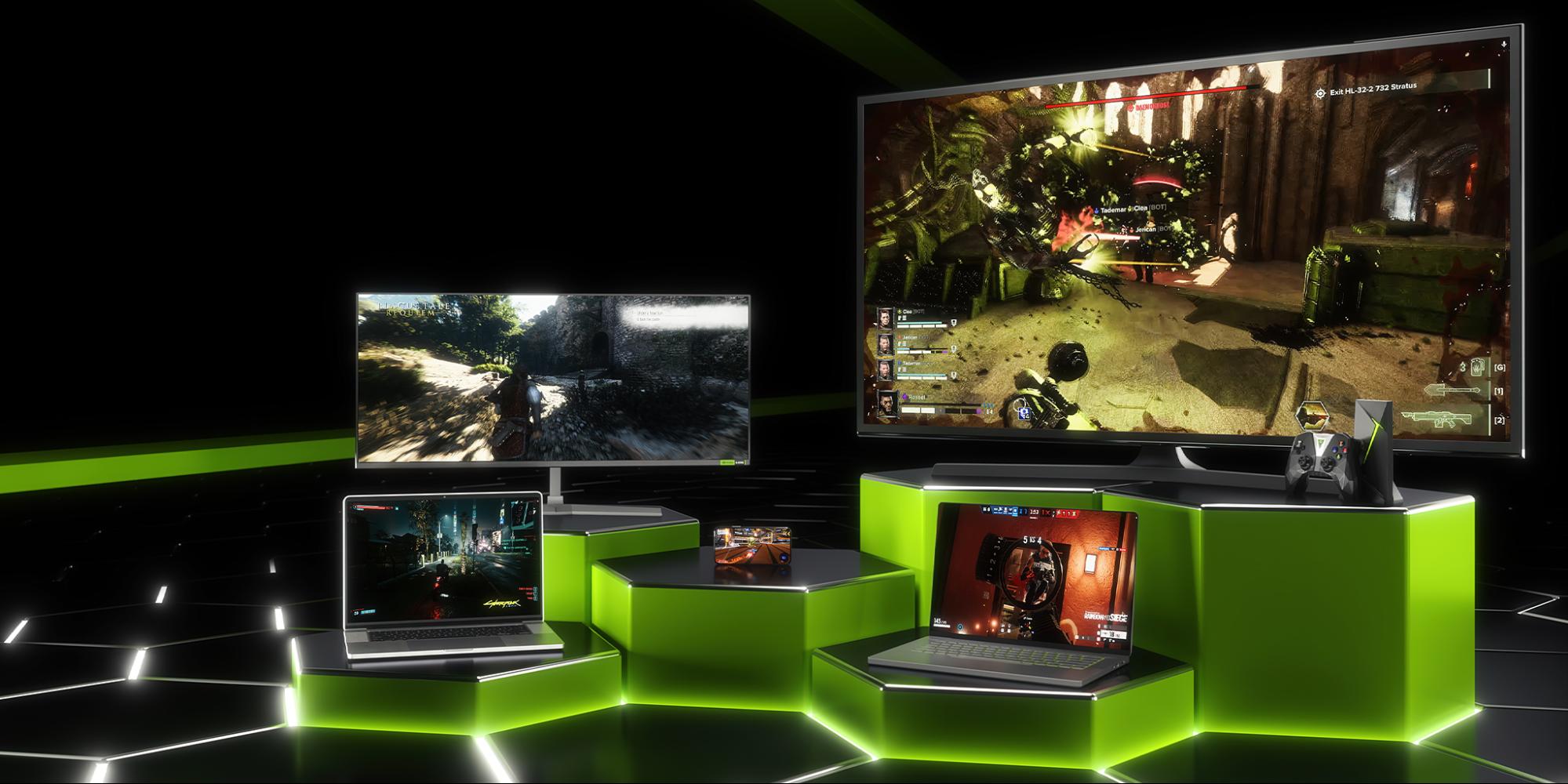 NVIDIA GeForce NOW running on several different machines