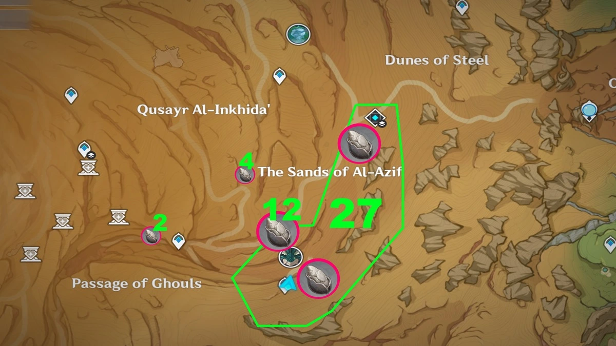 Genshin Impact Sand Grease Pupa Farming Locations Guide Alhaitham Dehya 1 Map
