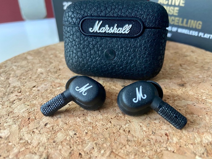 Marshall Motif ANC true wireless earbuds.