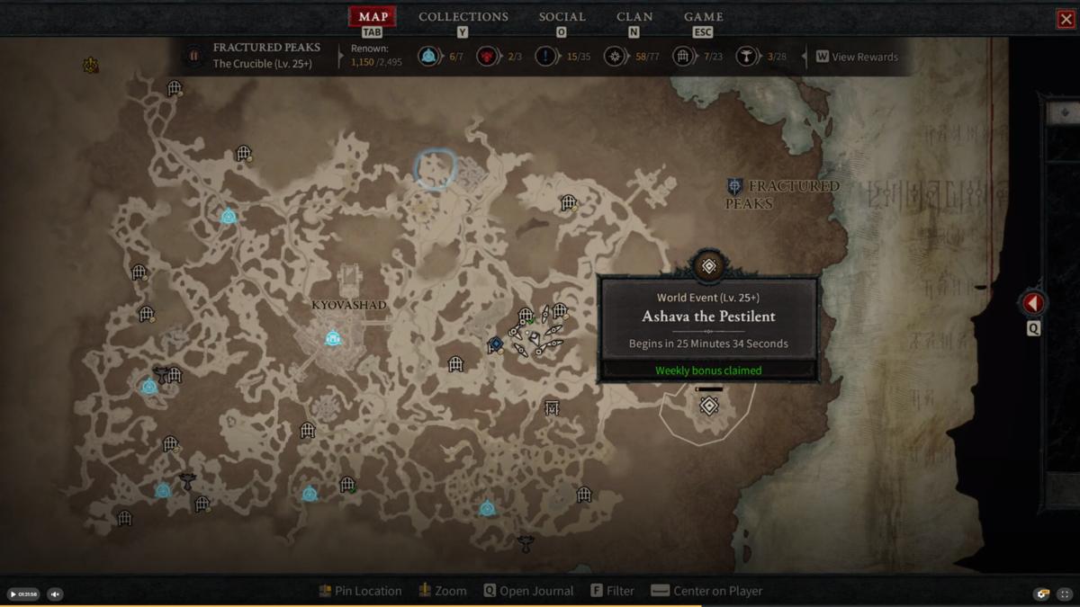 Diablo 4 Ashava World Boss Spawn Location Map