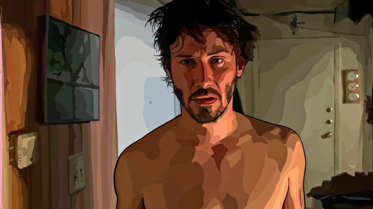 keanu reeves as rendered in rotoscope animation
