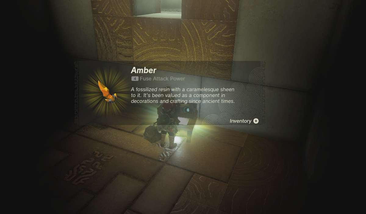 Finding amber in a chest in Zelda: Tears of the Kingdom