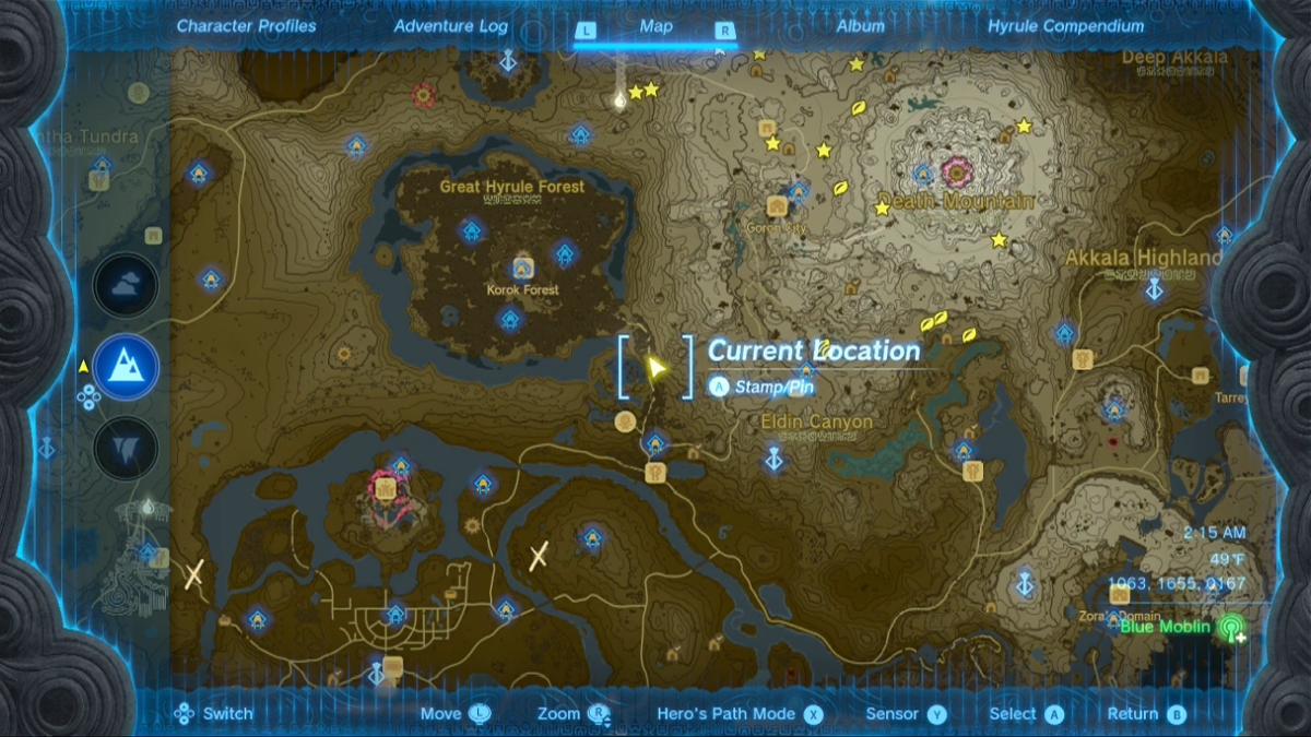 Map showing the location of Minshi Grove in Tears of the Kingdom, where to find the Tunic of the Sky