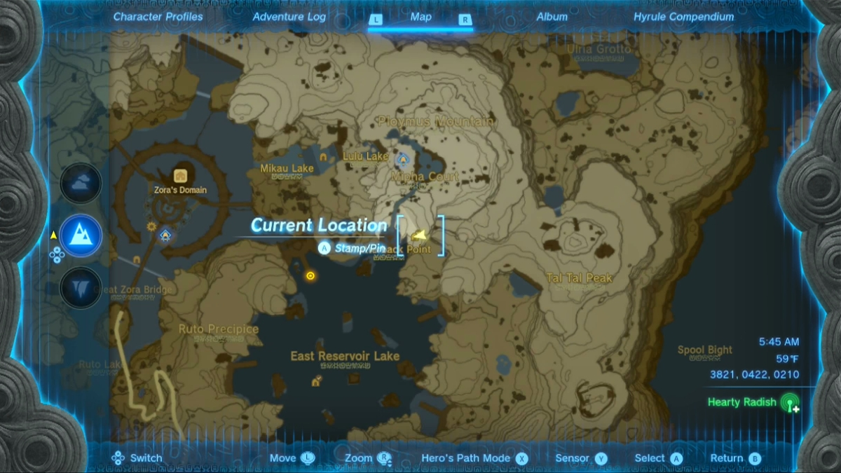 Totk The Blue Stone Reservoir Lakefront Cavern Location Map