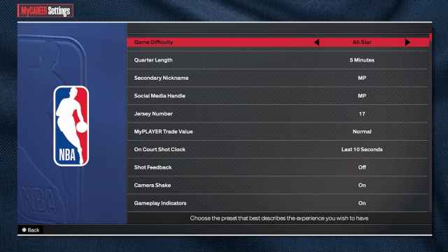 MyCareer Difficulty Settings NBA 2K24