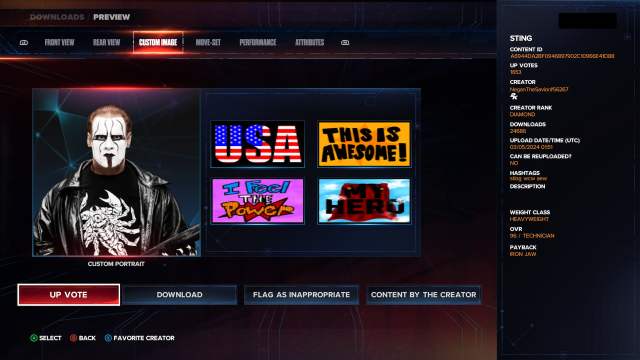 Sting community creation in WWE 2K24