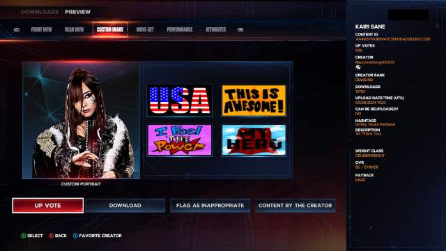 Kairi Sane community creation in WWE 2K24