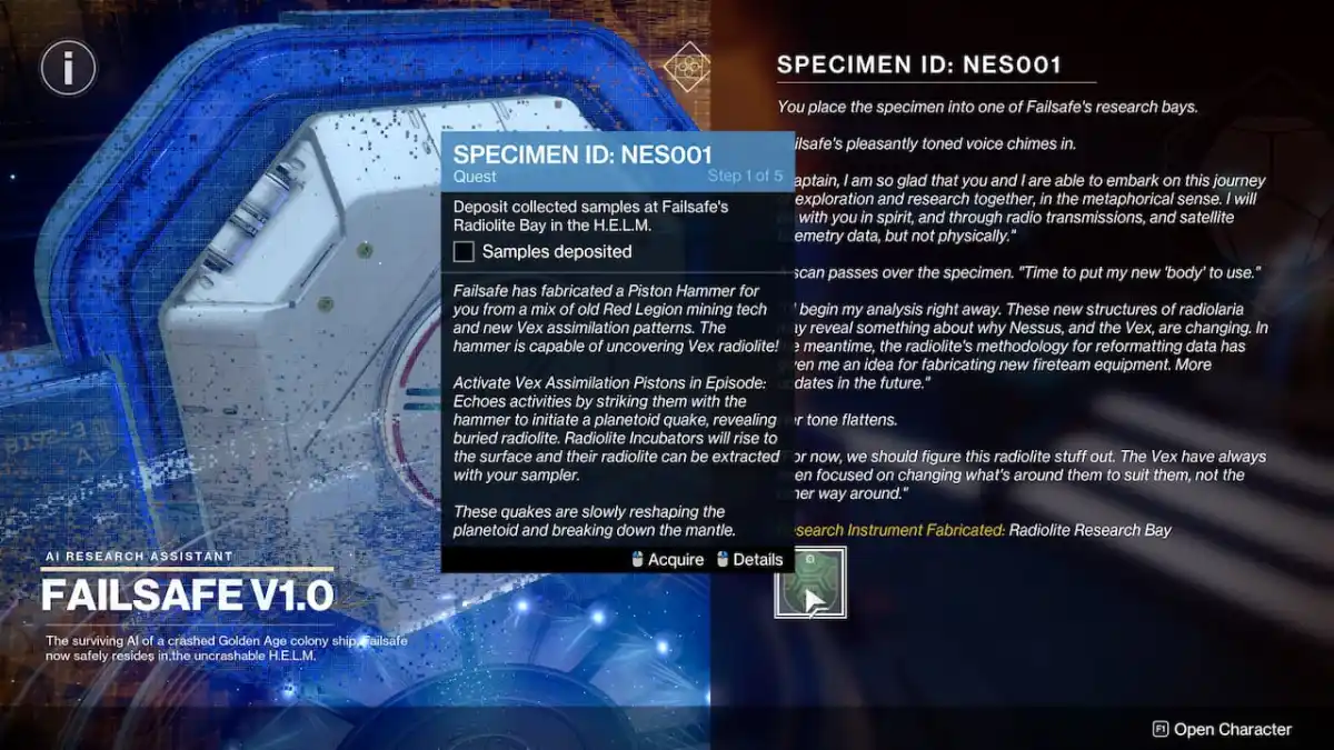 Destiny 2 Specimen Nes001 Quest