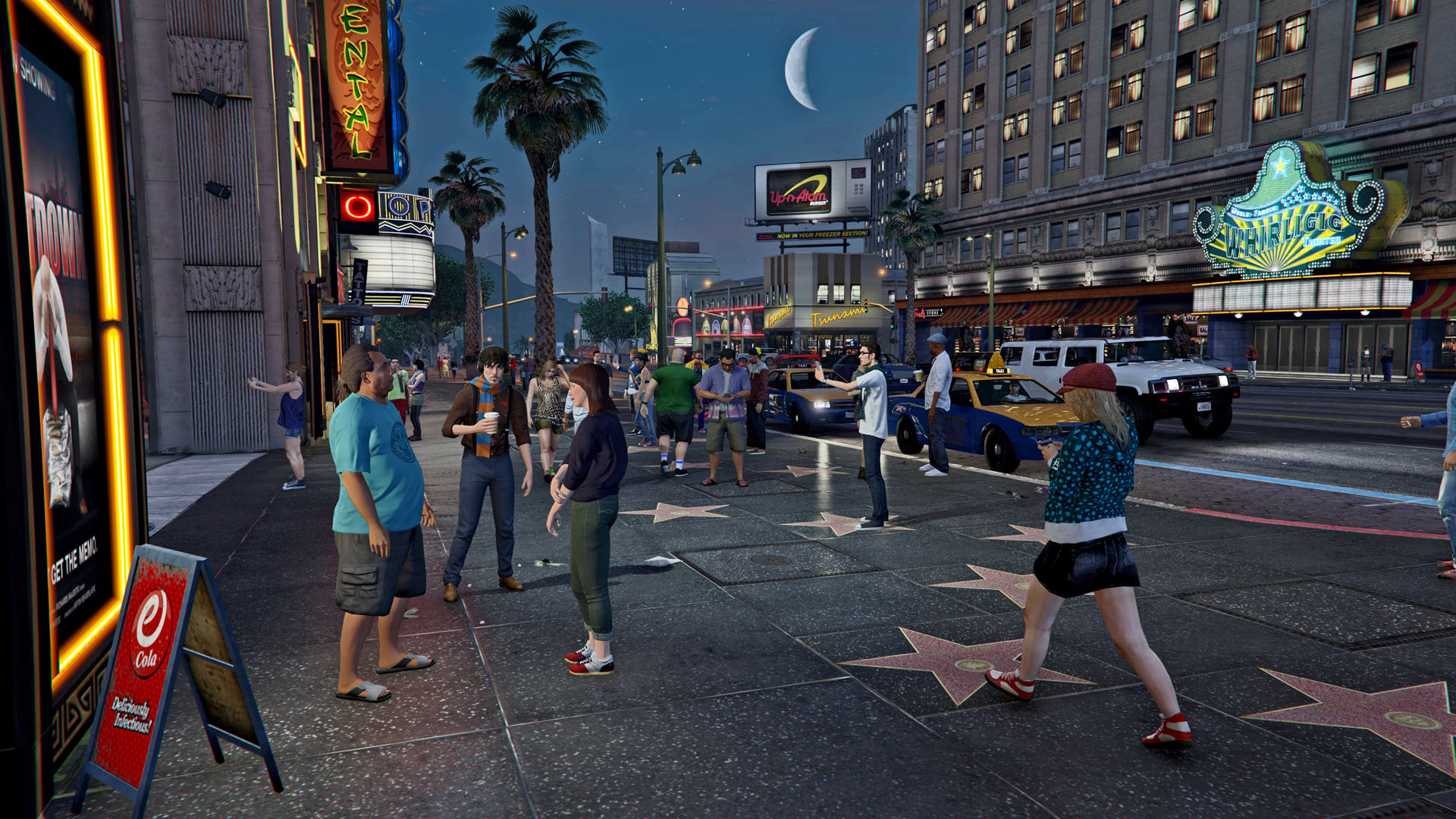 A screenshot of the Hollywood Broadwalk during the game GTA 5.
