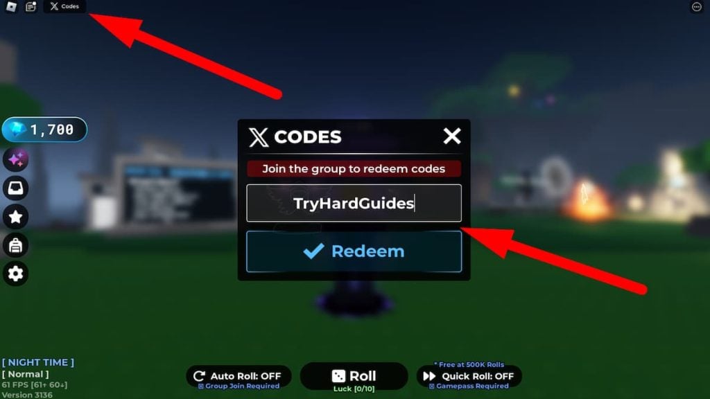 How To Redeem Codes In Jules RNG Roblox