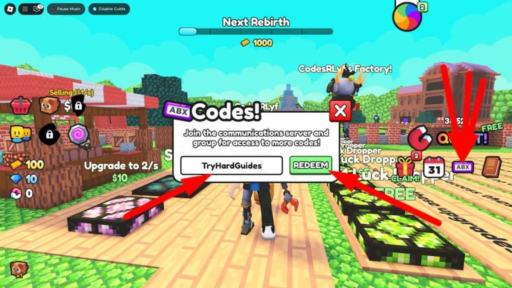 How To Redeem Codes In Random Block Factory Roblox