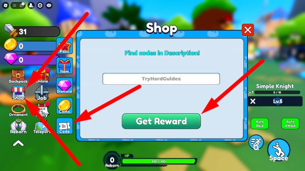 How To Redeem Codes In Reborn Skills Master Roblox