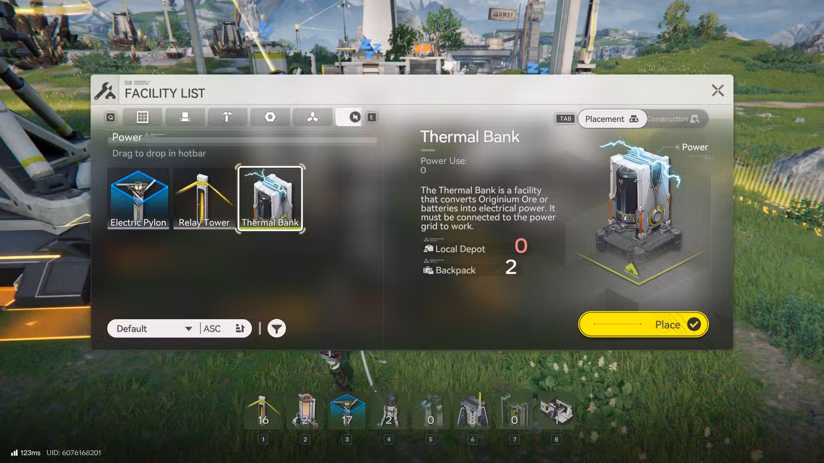 An Arknights: Endfield screenshot showing facility list screen